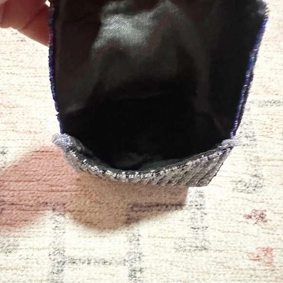 Vintage Blue and silver striped beaded bag - Picture 7 of 10